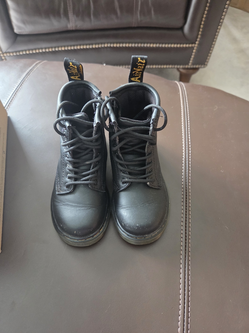 Dr. Martens Toddler Black Leather Lace-Up Ankle Boots